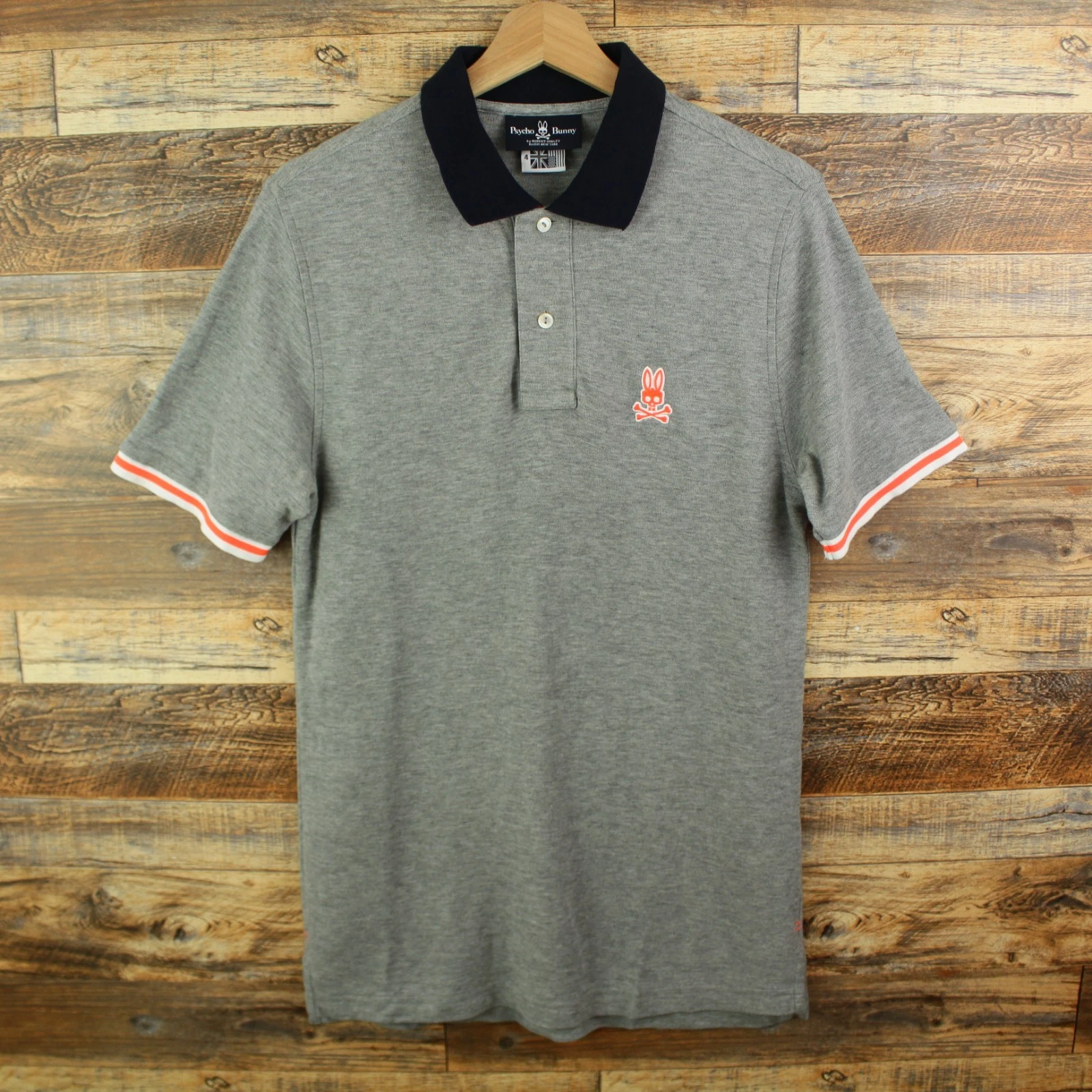 Psycho Bunny Polo Shirt Mens 4 US S Gray Pima Cotton Short Sleeve Sport