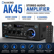 Daakro AK45 300W Stereo Amplifier Bluetooth 5.0 2 Channel FM USB SD with Remote