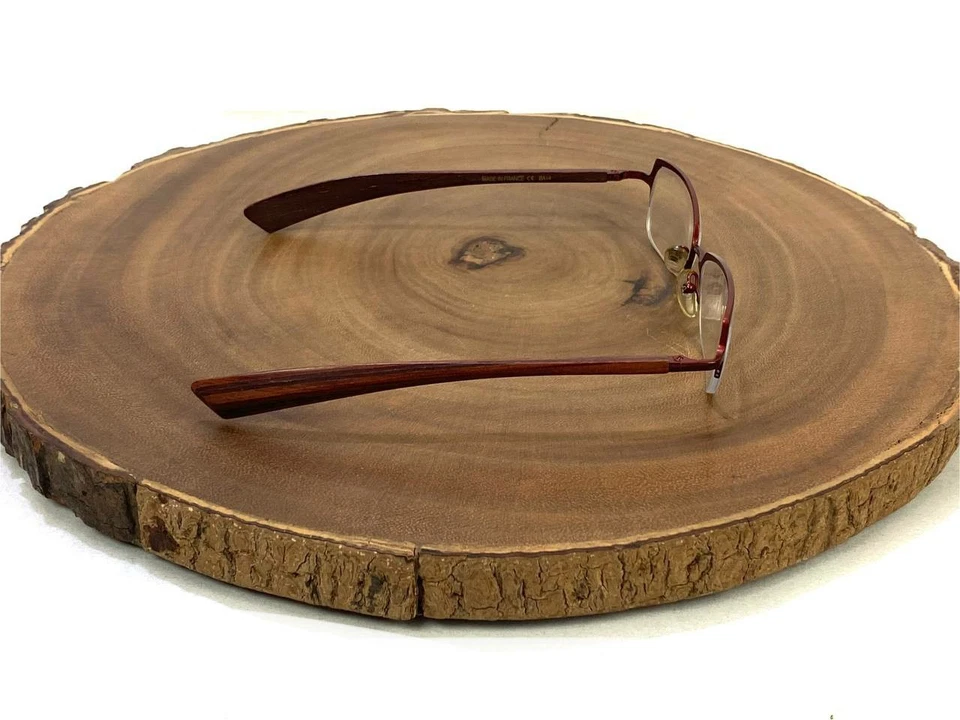 GOLD AND WOOD PARIS Eyeglass Frame M02 17 Burgundy Half Rim BA14 France 51 19 mm - Image 3 of 4