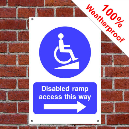 Accès à la rampe handicapés de cette façon avec panneau flèche droite DDA009 sensibilisation au handicap - Photo 1 sur 2