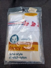 VIntage 1980s Gerber Baby Boy Tube Style Nylon Socks Fits 4-5 1/2 Boats 2 Pr
