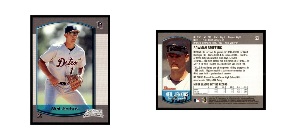 2000 Bowman Draft Picks & Rookies Neil Jenkins Baseball Cards #53 - Image 3 of 3