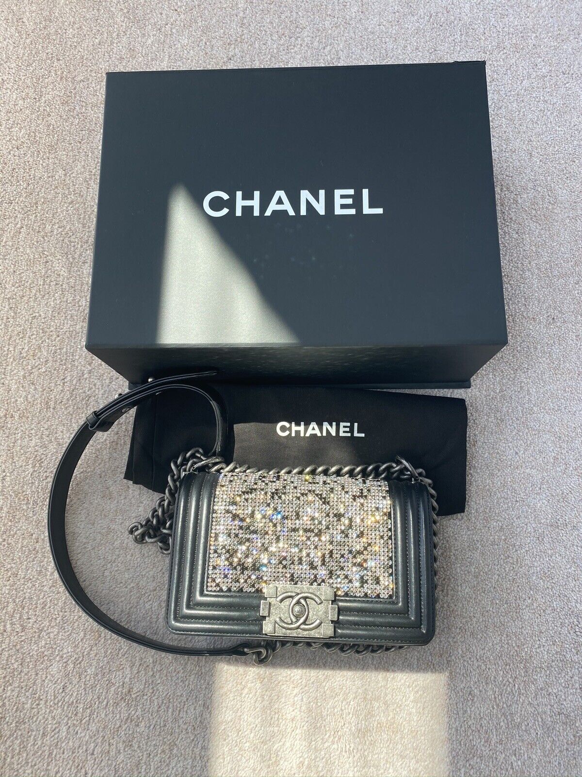 Chanel Embellished Swarovski Crystal Boy Bag