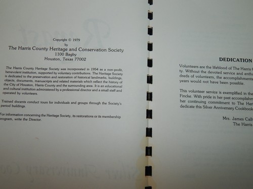 The Harris County Heritage & Conservation Society Cookbook, Houston, Texas 1979 - Picture 4 of 21