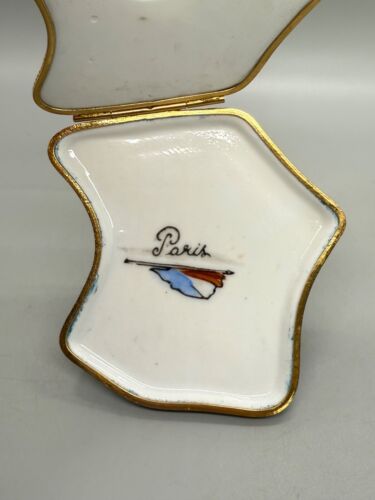 VTG Limoges France Deco Peint Main Porcelain Paris Trinket Box Map Notre Dame - Picture 16 of 18
