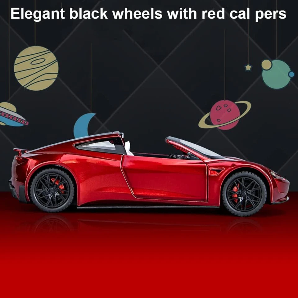 Modelo de coche deportivo Tesla Roadster escala 1:24 diecast vehículos de carreras modo juguete Foto 4 de 4