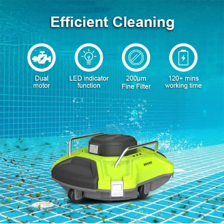 Robótico Limpiador de Piscina Inalámbrico Limpieza 360 Grados Aspirador Automático de Piscina