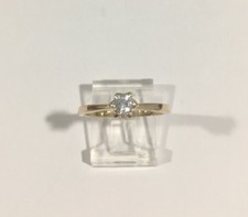 10k Yellow Gold Solitaire Six Prong Engagement Ring With CZ Stone