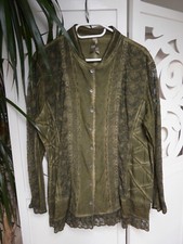 Body Needs - Tolle  Bluse dunkelgrün Spitze lang Gr. 48 Baumwolle neuw