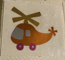 Vintage 1980’s Hambly 2” Foil shiny helicopter orange sticker