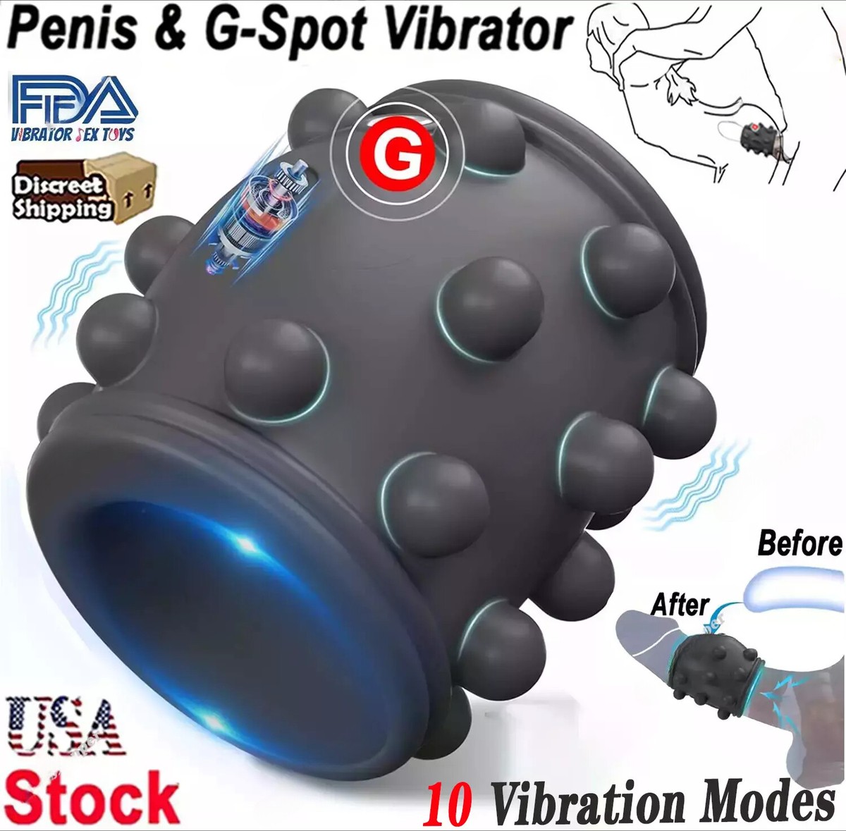 Penis Cock Ring Vibrator G-spot Dildo Massager Sex Toys For Women Men  Couples | eBay