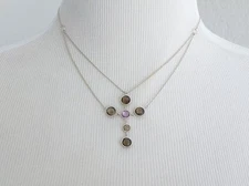 Mexico Sterling Silver 925 Natural Amethyst Lavalier Choker Necklace 16"