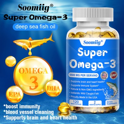 Super Omega-3 Softgels 5500mg - With Astaxanthin, Krill Oil - Joint Support