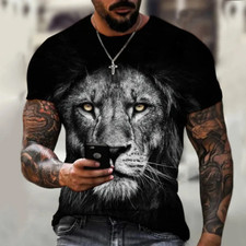 Big Size Animal Lion Men T-Shirt 3D Print Polyester Breathable Lightweight