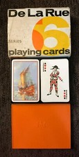 Vintage Twin Deck Thomas De La Rue SHIPS Playing Cards In Box & Slip Complete 