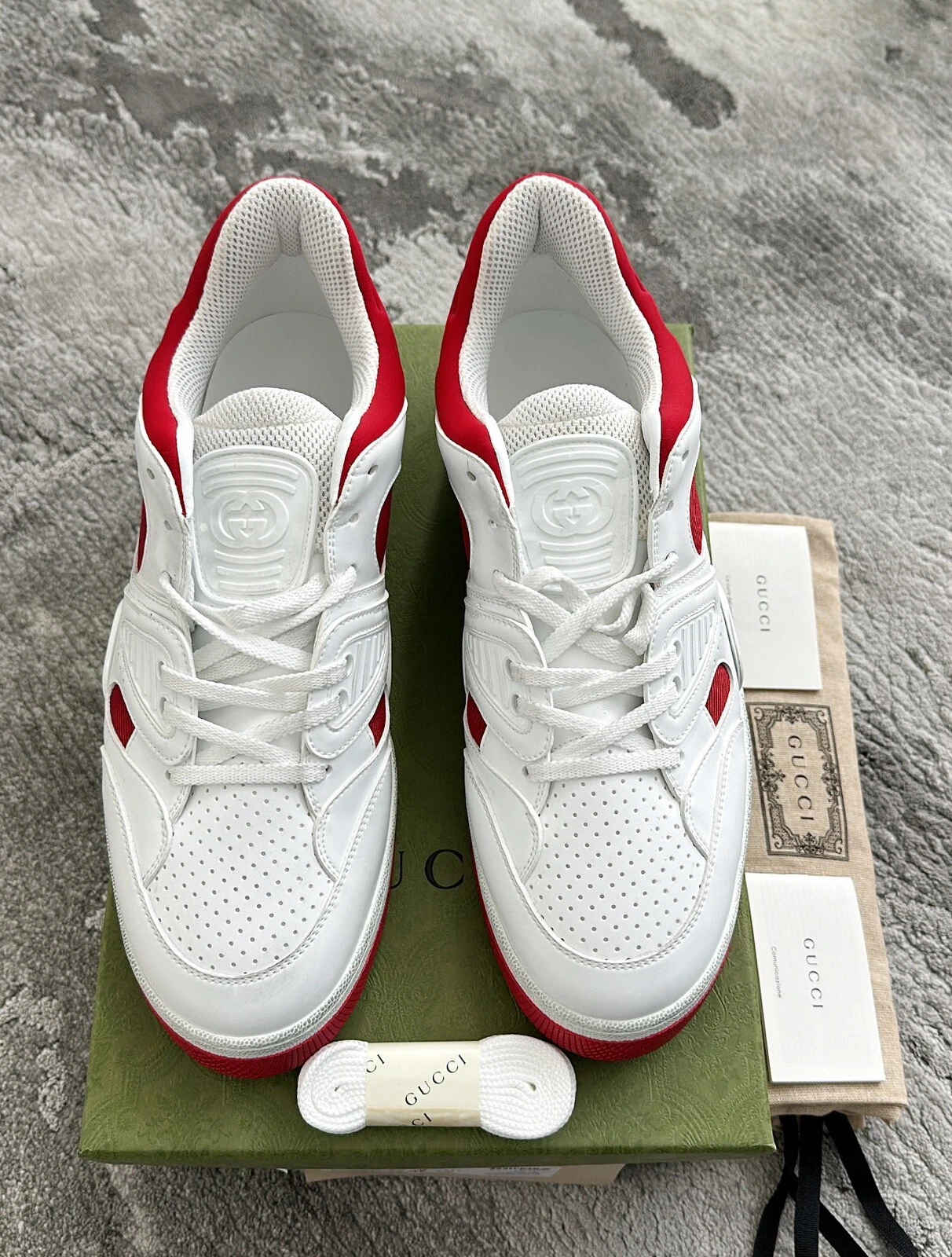 Authentique baskets Gucci Demetra Basket en cuir pour homme US12 EU45,5 UK11,5