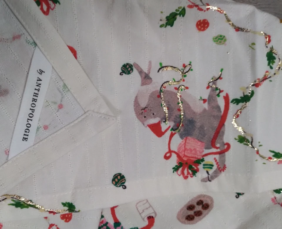 New Anthropologie Meowy Christmas Dish Towel - Image 3 of 4