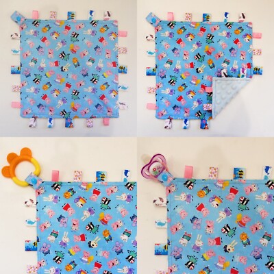 Taggie Taggy Tag Security Blanket Toy Comforter dummy clip holder 