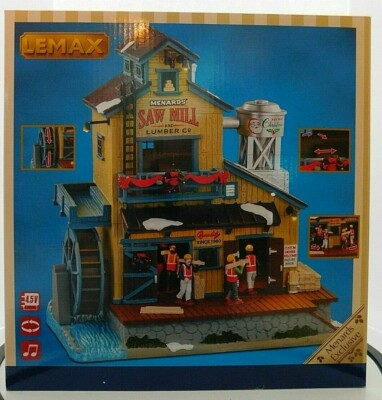 #ad #ad LEMAX Holiday House Village Exclusive Menards Saw Mill Animated Sight Sound NIB $97.99