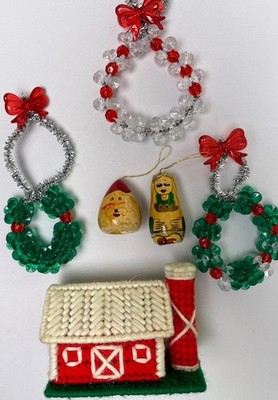 Vintage 1960 s  Christmas Ornaments Lot of  6 Different Sizes & Styles Holiday