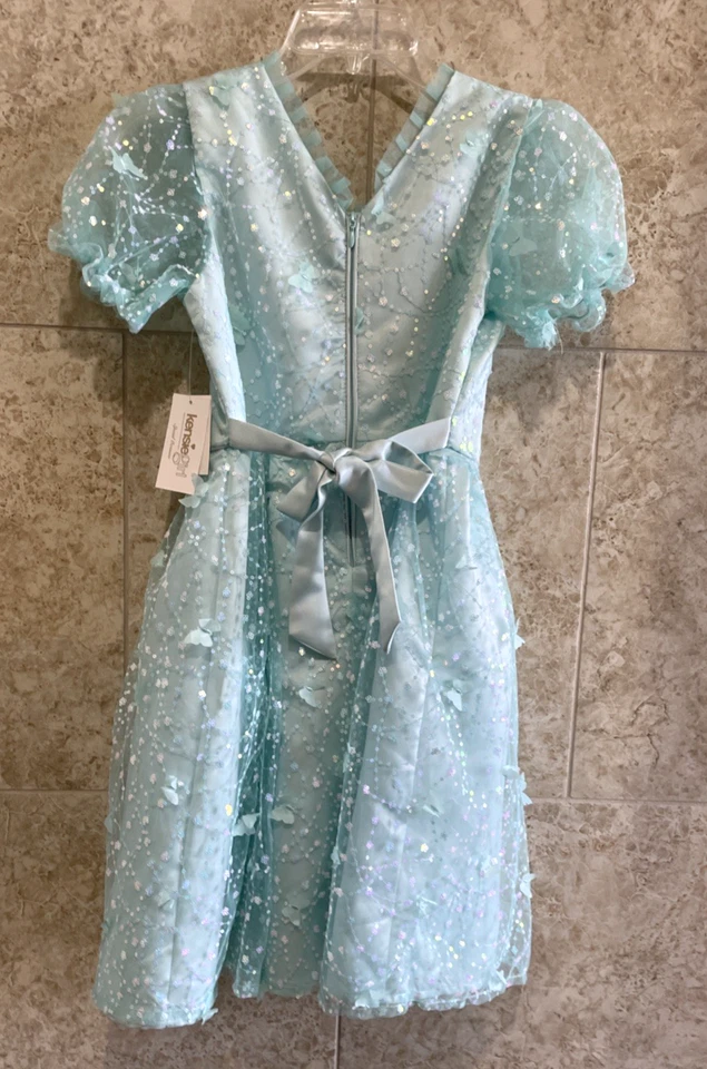 Kensie Girl Blue with Butterflies Special Occasion Dress 12 Plus - Image 2 of 4