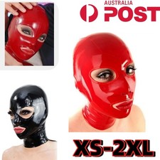 Latex Mask Rubber Hood Open Eyes Mouth Full Head Zipper Cosplay Party Catsuit AU