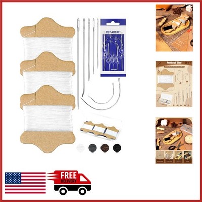 Upholstery Repair Sewing Kit with 63 Yards White Thread & 7 Heavy Duty Needles
