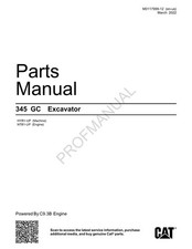 Caterpillar Cat 345 GC Excavator Parts Catalog Manual ser HYR1-Up NTB1-Up