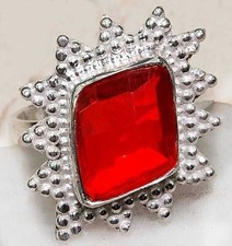 Natural 6CT Fire Garnet 925 Solid Sterling Silver Ring Jewelry Sz 9 B8-6