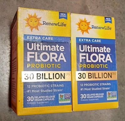 2) RenewLife Extra Care Digestive Probiotic 30 Billion CFU 30ct Ea. Exp: 09/26+