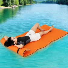 3-Layer Tear-proof Water Mat Floating Pad Island Sea Sports Fun Relax Orange