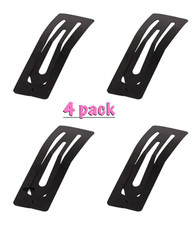 4 Pack Large Black Metal Snap Hair Clips Matte Solid Rectangle Classic