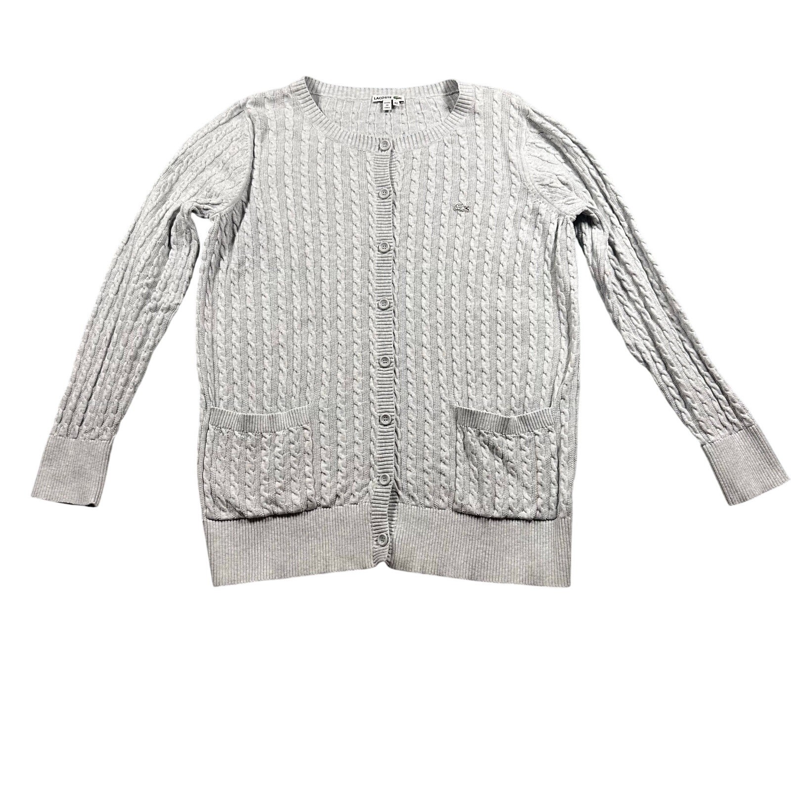 Lacoste Cableknit Belted Button Down Cardigan Wom… - image 1