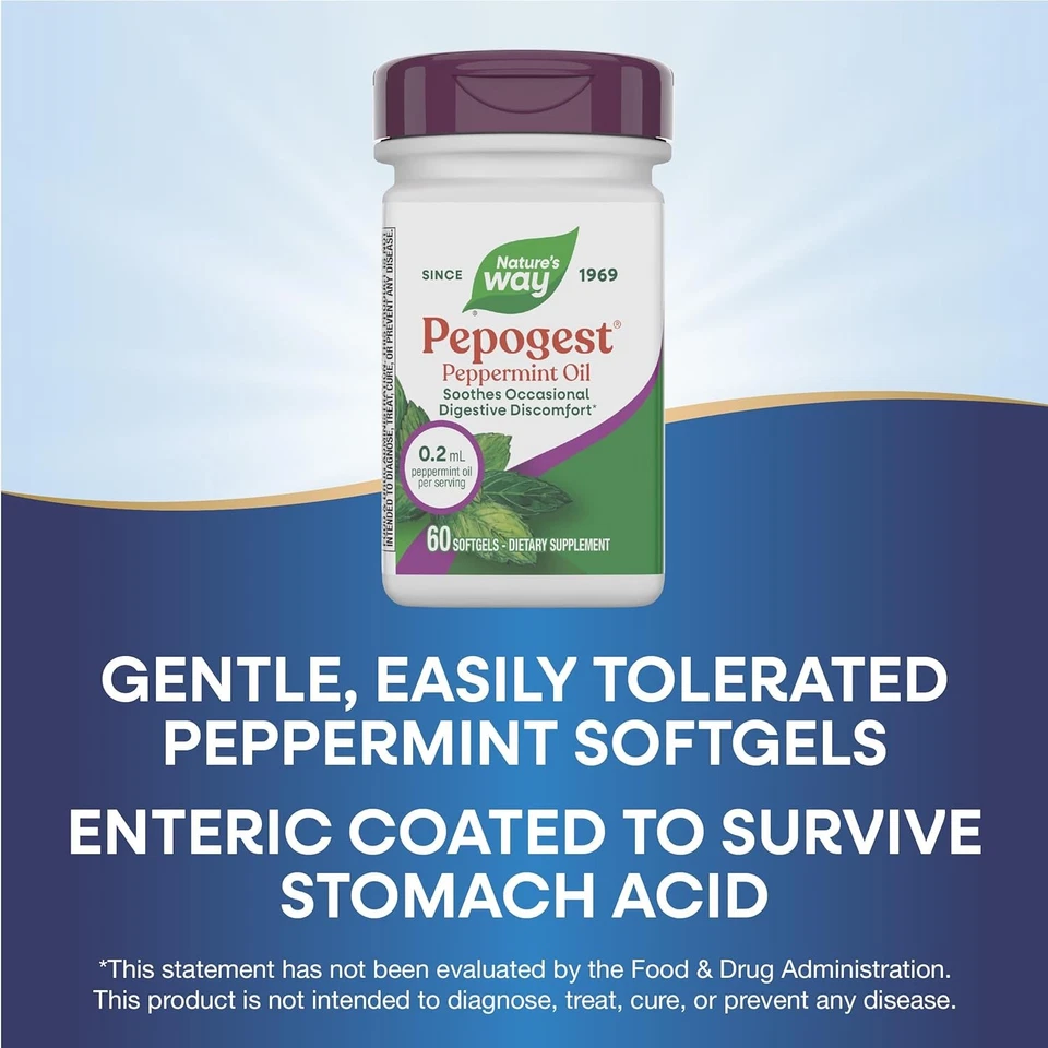 Aceite de menta Nature's Way Pepogest, calma ocasionalmente 60 unidades (paquete de 1) Foto 4 de 4