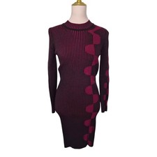 Rumour London Luna Two-Tone Ribbed Knit Bodycon Dress Merino Wool M