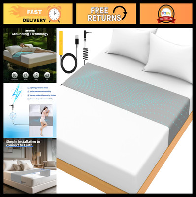 Grounding Bed Mat 90% Organic Cotton, Fitted Sheets for All Mattresses, Static C