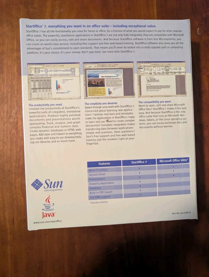 Sun Microsystems Star Office 7 Suite Computer Software Java 2004 NEW SEALED - Image 2 of 2