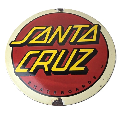Vintage Santa Cruz Skateboards Logo Porcelain Signs - Classic Skateboard Signs