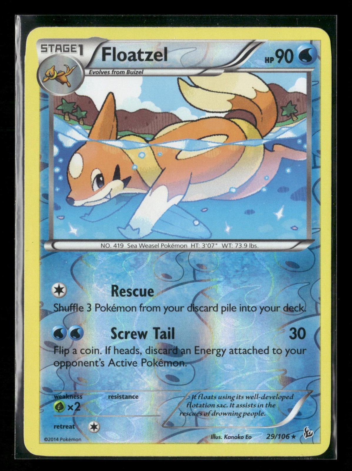 Floatzel 29/106 Rare Flashfire Pokemon Reverse Holo Near Mint