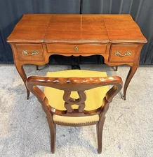 Antique mid-century John Widdicomb flip top vanity with Chair