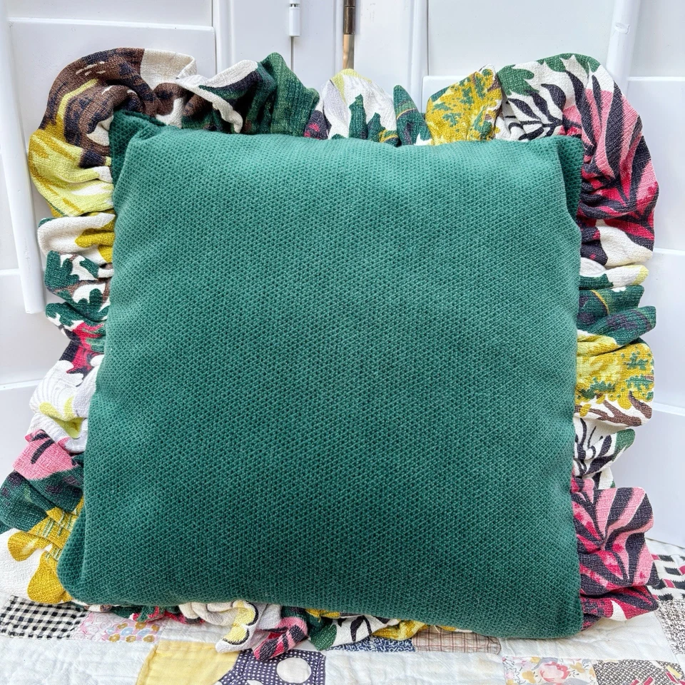 Almohada de tela de corteza MCM decoración tropical blanco diseño floral volantes Foto 4 de 4