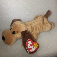 RARE RETIRED 1993 TY BEANIE BABY "BONES" THE DOG WITH PVC PELLETS/TAG ERRORS 