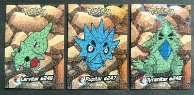LARVITAR X PUPITAR X TYRANITAR POKEMON CRYSTAL CARD COLLECTION CCG CRACKED HOLOS