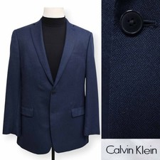 CALVIN KLEIN mens blue HERRINGBONE sport coat suit jacket blazer 42 L