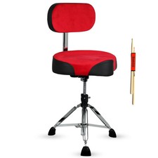 5 Core Drum Throne w Backrest 4" Padded Chair Adjustable Stool w 441Lb Capacity