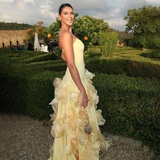 A Line Prom Dresses 3D Flowers Sleeveless Evening Dress Crepe Formal Party Dress