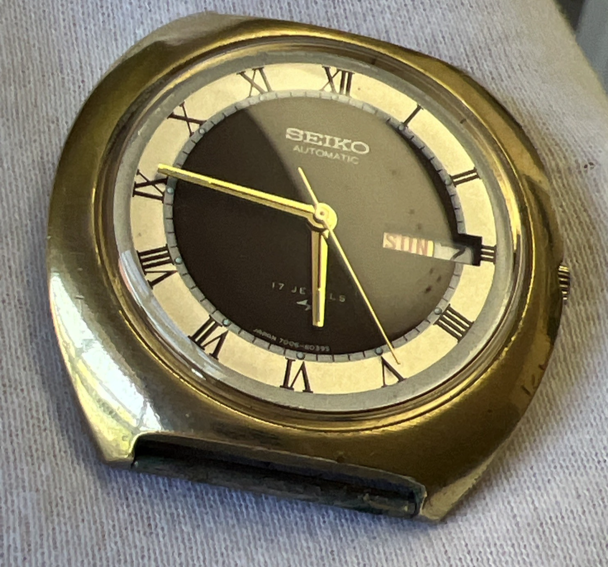 DAINISEIKOSHA Seiko Automatic Watch Day Date Brown Bullseye 7006A