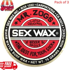 Mr. Zogs Original Sexwax Warm Water Coconut Surfboard Wax White 85g Pack of 3