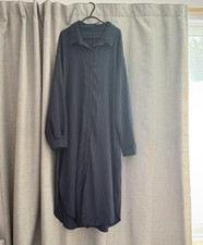 SheIn Blue Crinkle Shirt Dress Midi Collared Long Sleeve Button Size XL