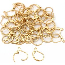 50 Gold Plated Leverback Earrings Jewelry Findings 12mm x 13mm